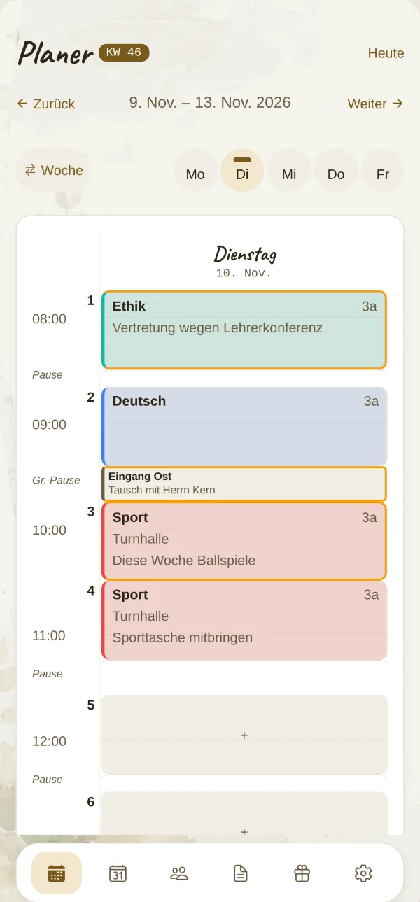 Derselbe Plan auf dem iPhone, ein Tag im Blick.